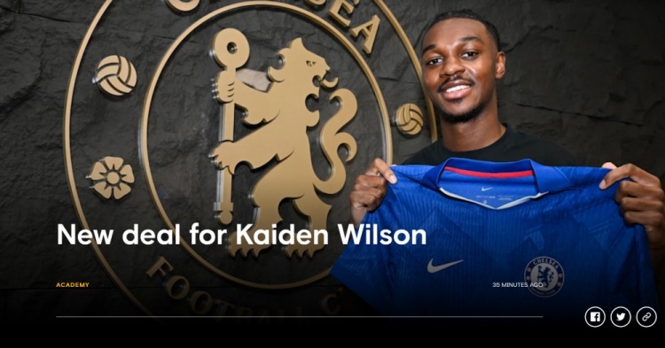 开云网页-官方：切尔西与20岁中卫凯登·威尔逊续约至2030年